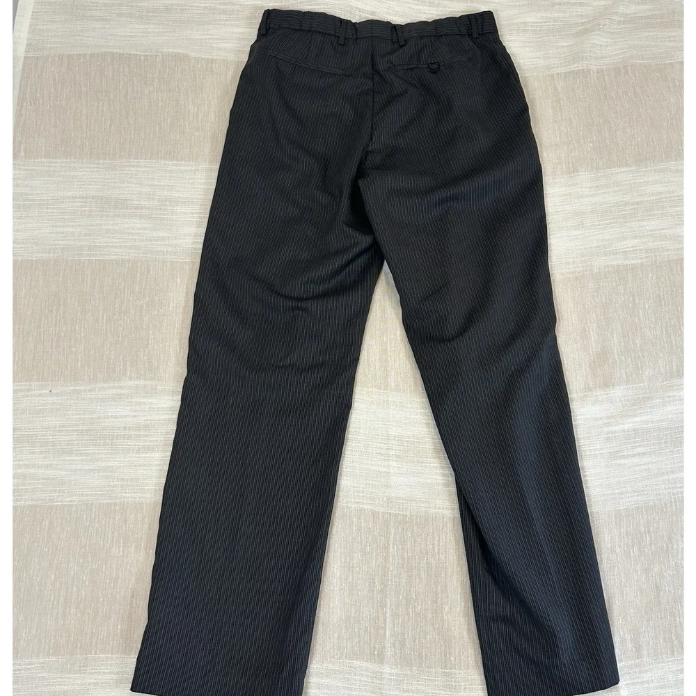 Banana Republic Mens Wool/Poly Dress Pants Gray Stripe Sz 36x34 (actual 35x33.5)